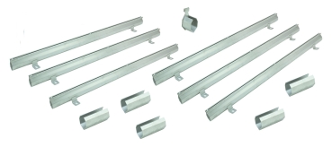 Schlitzrinnen Set 6 Stück Edelstahl 1 Meter Bauhöhe 75mm, 5 x Verbinder, 1 x Endstück, 1 x Dichtmittel, 1 x Schnurwasserwaage